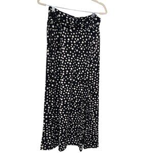 Notations Polka Dot Maxi Skirt Womens Petite L Black White Rockabilly Retro NEW